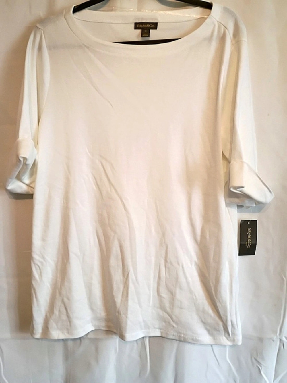 Style&Co. Americana Tee. Short Sleeve Tee in White Size 1X NWT